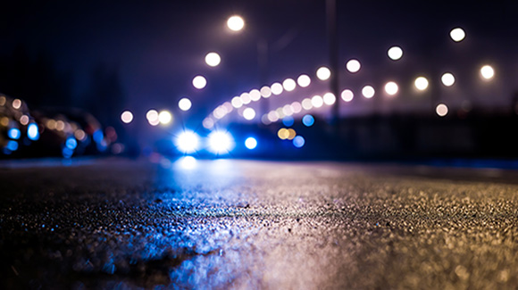 car headlights at night