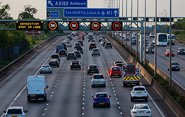 busy smart motorway in evening