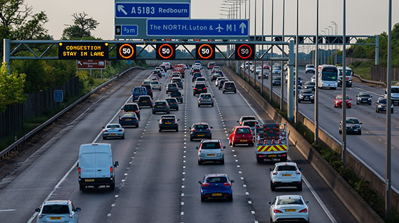 smart motorway traffic in evening